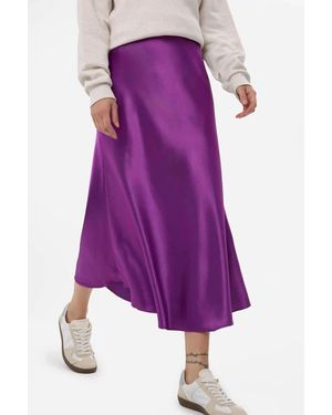 Hiccup High-Waist Satin Midi Skirt - Purple