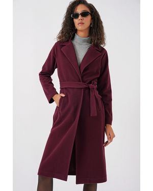Bigdart Double Breasted Tie Closure Textured Coat