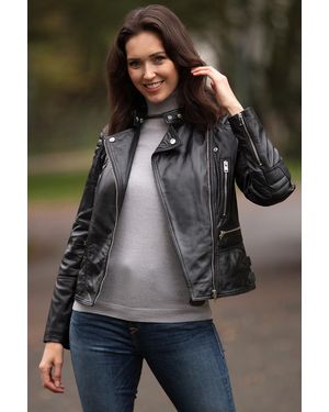 Brampton London 'B Soho' Real Leather Biker Jacket - Grey