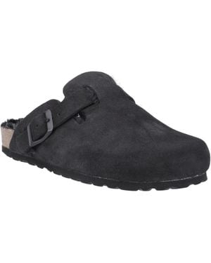 Hush Puppies Jade Leather Slippers - Black