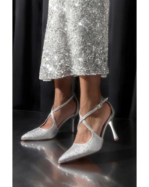 Where's That From Wheres 'Channing' Embellished Cross Strap Heels - Black
