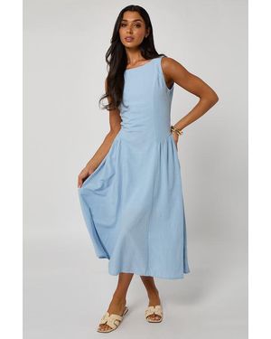 Urban Bliss Linen-Look Sleeveless Smock Dress - Blue