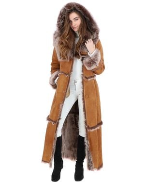 Ashwood Leather 'Sophia' Long Length Sheepskin Coat - Natural