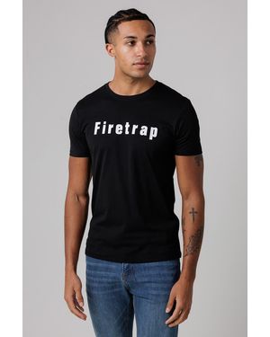 Firetrap Regular Fit Cotton T Shirt With Logo - Black
