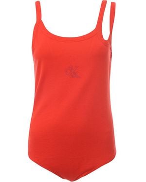Calvin Klein Ck1 Logo Rib Bodysuit - Red