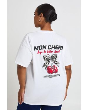 Boohoo Plus Mon Cheri Leopard Printed T Shirt - White