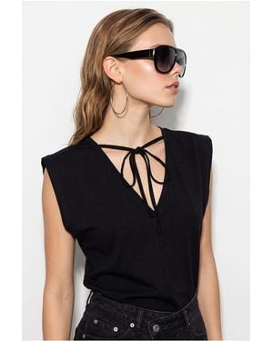 Bianco Lucci Cotton Blouse - Black