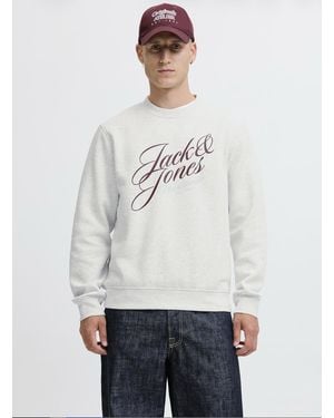 Jack & Jones Crew Neck Sweatshirt Graphic Logo - Grey