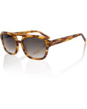 Infinity Leather De-Gamme Rectangle Polarized Sunglasses - Brown
