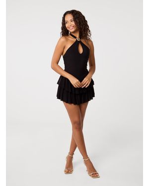 Pink Vanilla Keyhole Rara Playsuit - Black
