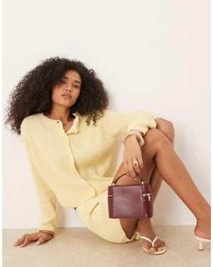 ASOS Neat Fit Knitted Cardigan - Natural
