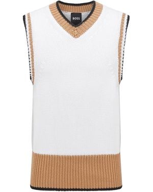 BOSS Climax1 Solid Patterned Gilet - White