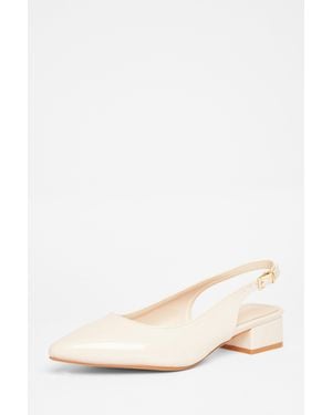 Quiz Wide Fit Faux Leather Court Shoes - Natural