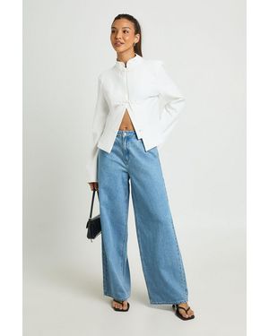 Boohoo Trim Detail High Collar Blazer - Blue