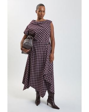 Karen Millen Plus Size Check Tailored Dress - Purple