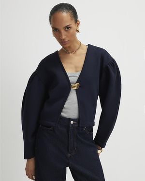 River Island Cardigan Long Sleeve Button Detail Cotton - Blue