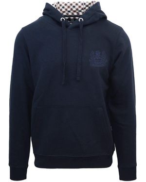 Aquascutum Hooded Neck Long Sleeve Sweatshirt With Kangaroo Pocket - Blue