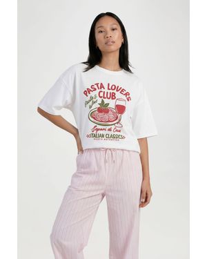 Boohoo Pasta Lovers Club Printed T-Shirt - White