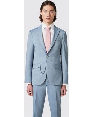 Shelby and Sons Looten Slim Fit Linen Jacket - Blue