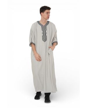 Thobez Charcoal Moroccan Thobe Robe Eid Djellaba Gandoura Jubba- Hm65 - Grey