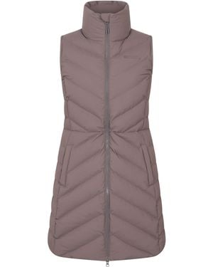 Mountain Warehouse 'Anmore' Padded Long Gilet With Side Pockets Water Resistant Jacket - Brown