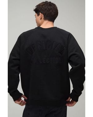 BoohooMAN Heavyweight Oversized Raglan Sleeve Embroidered Sweatshirt - Grey