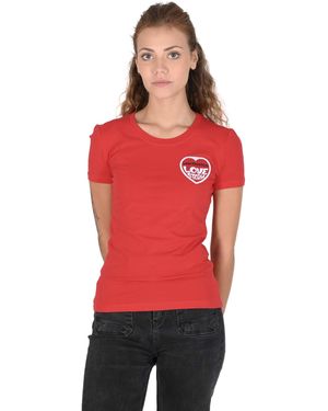 Love Moschino Hort Leeve Heart Patch Thirt - Red