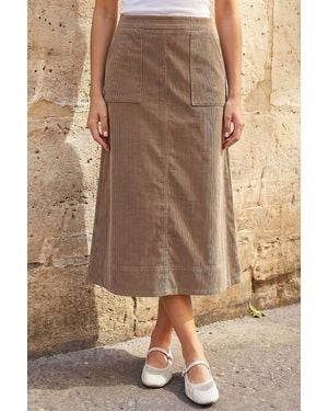 Roman Petite Cord Pocket Skirt - Brown