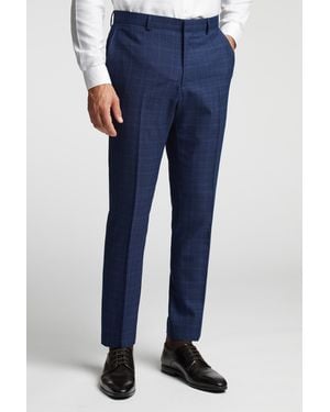 Ted Baker Slim Fit Soft Check Trousers - Blue