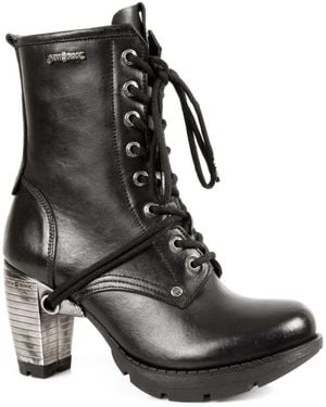 New Rock Ladies Leather Gothic Trail Boots- Tr001-S1 - Black