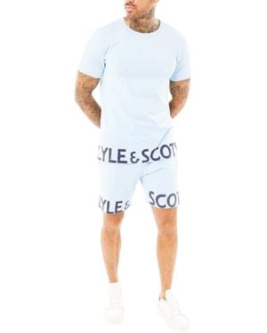 Lyle & Scott Lounge Set T-Shirt Shorts Sleepwear Loungewear Summer - Blue