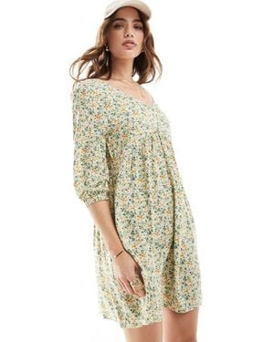 Jdy V Neck Mini Smock Dress - Green