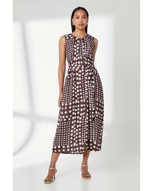 PRINCIPLES Spot Print Wrap Tie Detail Midi Dress Viscose - Red
