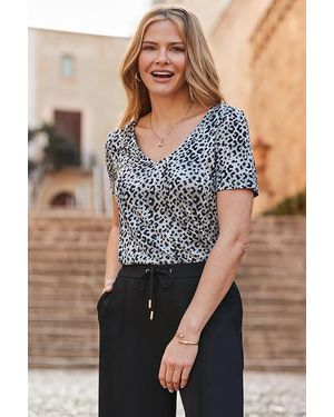 Sosandar Animal Print T-Shirt - Blue