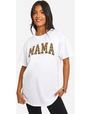 Boohoo Maternity Mama Leopard Print Oversized T-Shirt - White