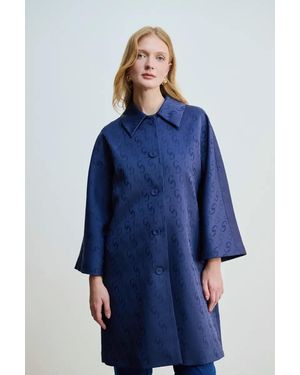 GUSTO Patterned Jacquard Coat - Blue