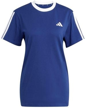 adidas Essentials 3 Stripe T-Shirt - Blue