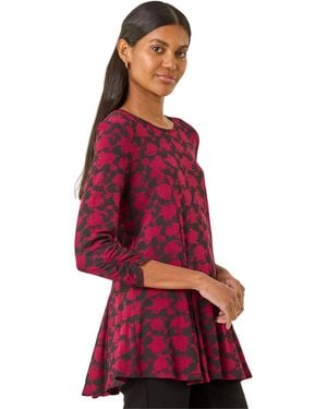 Roman Printed Tunic Top - Red
