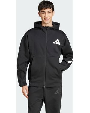 adidas Z.N.E. Full-Zip Hooded Track Jacket - Black