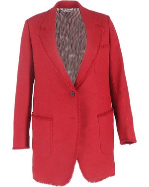 Thom Browne Single-Breasted Blazer Met Onafgewerkte Zoom - Rood