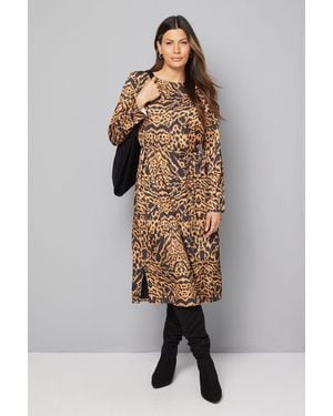 Wallis Animal Print Belted Column Dress - Natural