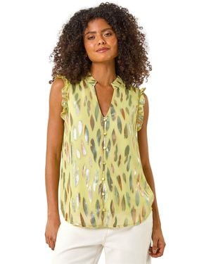 D.u.s.k Foil Print Sleeveless Top - Yellow