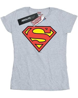 Dc Comics Ladies Superman Logo Cotton T-Shirt (Heather) - Grey