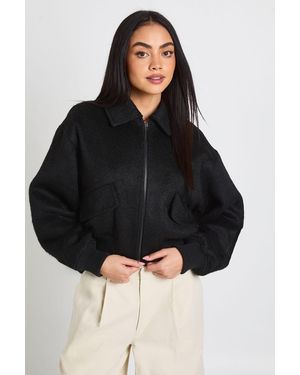 Boohoo Wool Look Pocket Detail Jacket - Black