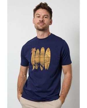 MAINE Surf & Camper Printed T-Shirt Cotton - Blue