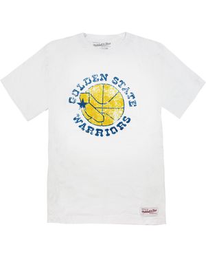 Mitchell & Ness Golden State Warriors Distressed Logo T-Shirt - White