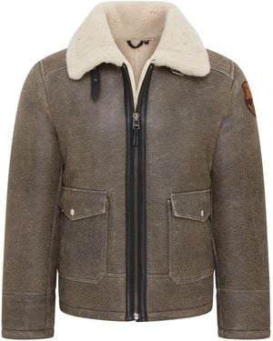 Infinity Leather B3 Shearling Bomber Aviator Jacket - Brown