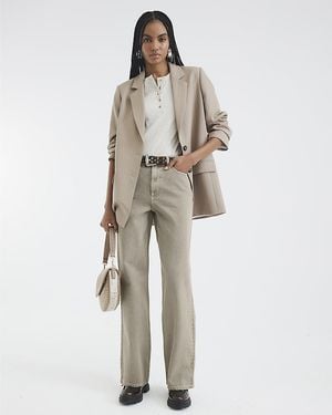 River Island Straight Leg Jeans Relaxed Cotton - Natural