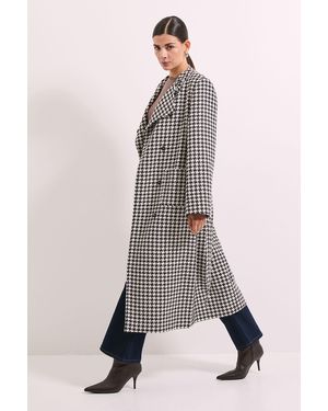 PRINCIPLES Dogtooth Wrap Belted Coat - Brown