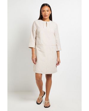 PRINCIPLES Trapeze Stripe Tunic Dress - Natural